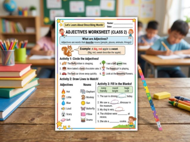 Adjectives Worksheet for Class 2