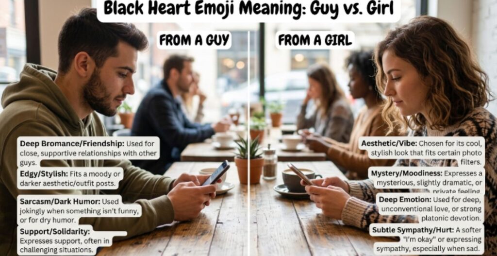 Black Heart Emoji Meaning from a Guy vs. From a Girl