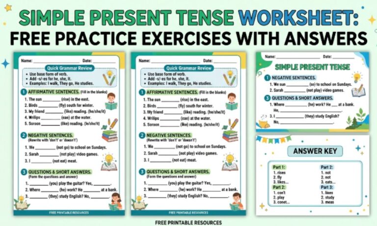 Simple Present Tense Worksheet Free Practice Exercises With Answers