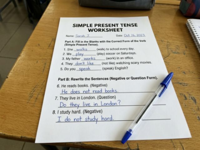 Simple Present Tense Worksheet With Answers